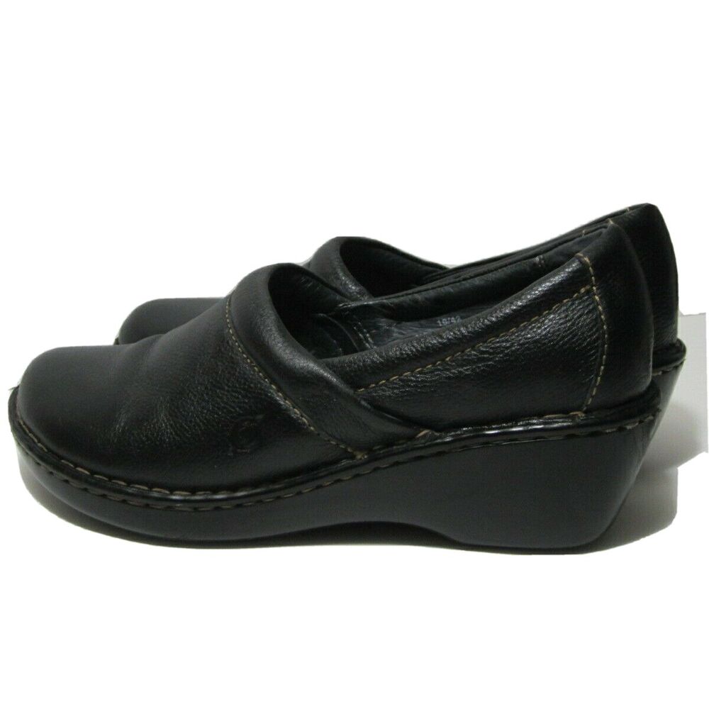 Womens Size 10M Born  Black Leather Clogs Professional Comfort Shoes W31433 CA19